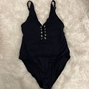Tahari Black womens one piece swim suit
